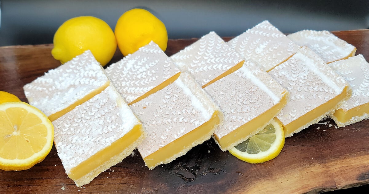 A row of Salina country club lemon bars from the pastry program